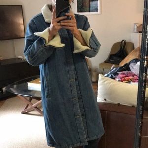 TNA for Aritizia long denim coat